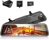WOLFBOX G840S 12" 4K Mirror Dash Cam with 5.8GHz WiFi, 2160P Full HD Smart Rearview Mirror for Cars & Trucks, Front and Rear Dual Cameras, Night Vision, Reverse Assist, Included 32GB Card & GPS