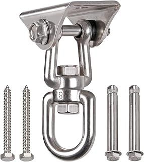 Heavy Duty 360° Swivel Hangers, Stainless Steel Swing Hook for Ceiling Wooden Porch Swing Hanging Kit, Playground Gym Rope Boxing Bag Hammock Chair Yoga Mount 1000 lb Capacity