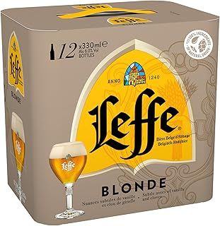 Leffe Blonde Belgium Abbey Beer 12 x 330 ml Bottles (packaging may vary)