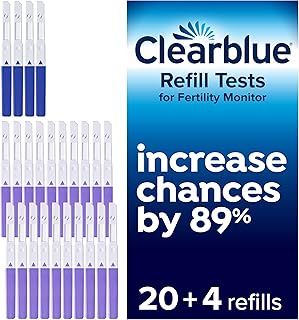 Clearblue Refill Pack For Advanced Fertility Monitor: 20 Fertility Tests For Ovulation & 4 Pregnancy Tests, 24 Units (Monitor Sold Separately), Packaging May Vary