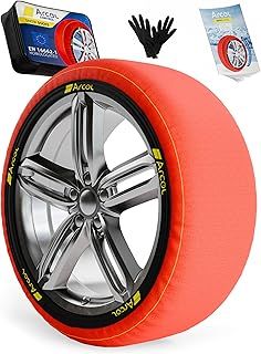 Snow Socks for Car Tyres – TWO Anti Slip Textile Snow Chains for Car. XL Auto Snow Sock for R14 - R21 (detailed tyre grips inside). EN 16662-1 Certified Winter Car Accessories for Road Safety