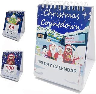100 Day Christmas Countdown Calendar 2025,Christmas Countdown Calendar, Desktop Advent Calendar for Home Office Room Decor, Xmas Count Down Gift (Multicolor)