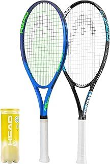 HEAD Ti Titanium Tennis Racket Twin Set inc Protective Covers & 3 Tennis Balls