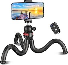 Phone Tripod, Flexible Tabletop & Travel Tripods with Wireless Remote, 360° Rotating Portable Camera Tripod Stand Compatible with Cellphones & Sports Camera, Ideal for Selfies/Video Recording