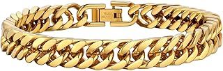 PROSTEEL Mens Chain Bracelet, 8MM Width Cuban Link Bracelet Silver/Gold Plated/Black, Hip Hop Jewellery 19/21/23CM for Mens Boys -with Gift Box