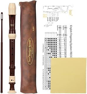 Descant Recorder Professional Detachable ABS Soprano 8 Hole Baroque Style Recorders Instrument with Thumb Rest Storage Bag Fingering Chart Classroom Wind Instruments Coffe