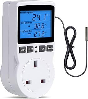 INKBIRD Thermostat Plug Socket, Digital Temperature Controller Timer Outlet, Timer Switch Plug with Sensor Probe Heating Cooling Mode for Reptile Greenhouse Home Fermentation
