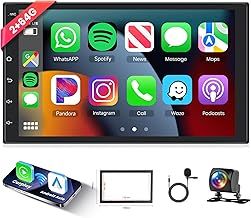 [2GB+64GB] Car Radio Double Din mit GPS Navi Android mit Wireless Carplay, Android Auto, 7 Inch Touchscreen 1080P Screen Car Stereo Radio, Bluetooth, Hifi, FM/RDS Radio, Wifi, AHD Camera, USB 2 Din