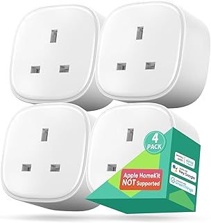 Meross Smart Plugs that Work with Alexa, Google Home Wireless Socket, Smart Home Wireless Timer Remote Control Plug Switch 13A (4PACK)