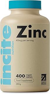 Zinc 40mg - 12+ Month’s Supply - High Strength 400 Premium Tablets - Zinc Supplements Suitable for Vegetarian & Vegans - Maximum Strength Quality Pure Zinc Tablets - Support Immune System - Made in UK