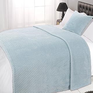 Dreamscene Large Luxury Waffle Honeycomb Mink Soft Warm Throw Over Sofa Bed Blanket - 200 x 240cm, Duck Egg, Duck Egg Blue