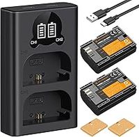 K&F CONCEPT LP-E6NH LP-E6N Battery 2250mAh 2 Pack and Battery Charger for Canon LP-E6NH Battery Compatible with Canon EOS 90D/80D/70D/5D Mark II III IV/5DS SR/6D/6D Mark II