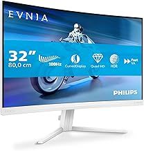 PHILIPS Evnia 32M2C5501-32 inch QHD Curved Gaming Monitor, 180 Hz, 1 ms GtG, FreeSync Premium (2560x1440, 2x HDMI 2.0, 1x DisplayPort1.4) white