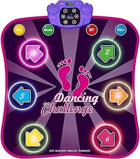 Light Up Dance Mat for Girls：Dance Toys for 4 5 6 7 8 9 10 Year Old Girl Gifts - Music Dancing Game Pad with 5 Game Modes & Wireless Bluetooth - Birthday Gifts for Girls Boys Age 3-10