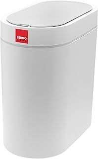 Sensio Home 5 Litre Waterproof Motion Sensor Trash Can Dust Bin with Auto Lid, Automatic Garbage Bin for Bedroom Kitchen Bathroom Living Room Office, White with Grey coloured Trim
