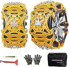 6 Pieces Car Snow Chains, New Universal Fit Anti-slip Car Chains Set Stainless Steel Anti-skid Emergency Snow Tyre Chains Adjustable Tire Wheel Traction Chains for Truck SUV Car