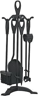 Simpa Clarendon 22" (56cm) 5PC Companion Set Traditional Fireplace Wood Burner Coal Stove Accessories Set - Cast Iron, Black