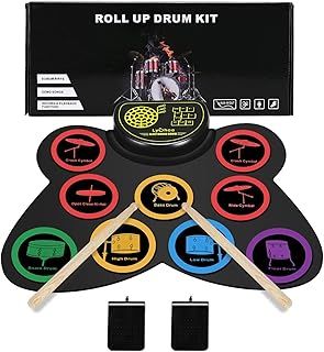 Lychee Electronic Drums Set Foldable, 9 Pads Roll-Up Stereo Electronic Drum Kit Built-in Speaker Drum Support External Connection, Great Holiday Xmas Birthday Gift for Kids & Adults & Beginners