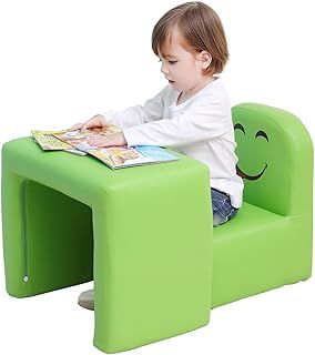 Emall Life Multifunctional Children's Armchair, Kids Chair and Table Set/Stool with Funny Smile Face for Boys and Girls (Blue)