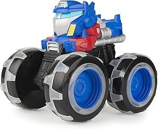 John Deere Kids TOMY Transformers Optimus Prime Monster Treads Lightning Wheels Toy, Light Up Monster Truck Toy with Neon Wheels, Blue Toys for Children, Boys and Girls 3, 4, 5Plus Year Olds (47423)