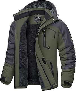 KEFITEVD Men's Waterproof Fleece Jackets Winter Warm Ski Raincoats Outdoor Thermal Coats with Detachable Hood
