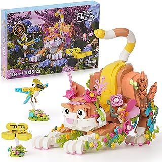 IKUPER Creator 3 in 1 Cat Building Set, Friends Animal Toys with Flowers, Botanical Collection, Valentine Easter Christmas Birthdays Gifts for Women & Girls Aged 10+ (1038 Pieces)