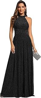 Ever-Pretty Prom Dress Halter Neck Pleated Glittery Formal Evening Dress with Empire Waist 41961