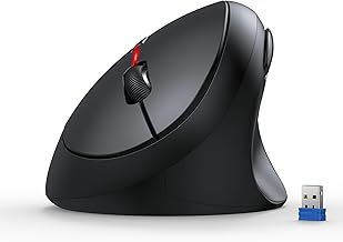 TECKNET Ergonomic Mouse, 4800 DPI Wireless Vertical Optical Mouse, 6 Buttons, 2.4G Silent Wireless Mouse for Laptop, PC, Chromebook, Mac - Black