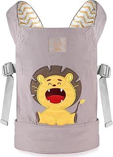GAGAKU Baby Doll Carrier for Kids Baby Back Carrier Toddler Baby Carrier for Dolls Reborn Baby Doll Accessories - Grey Embroidered Lionn
