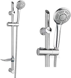 Riser Kit With Slide Bar, Head, Hose, Holder and Soap Dish - Adjustable Height Bracket for Bathroom Shower