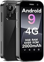 mini mobile phone smartphone for kids 3-inch screen 2000 mAh 3GB RAM 64GB ROM 2.0+5.0MP face unlock 4G no contract phone (Black,3GB + 64GB)
