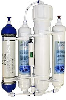 Finerfilters 4 Stage Compact RODI Reverse Osmosis Filter System with DI Resin Stage for Aquariums, suitable for Tropical/Marine/Discus Fish etc. (50 GPD)