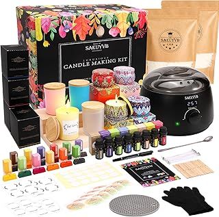 SAEUYVB Candle Making Kit with Hot Plate Full Set - for Adult - DIY Starter Soy Candle Making Supplies - Perfect as Home Decorations