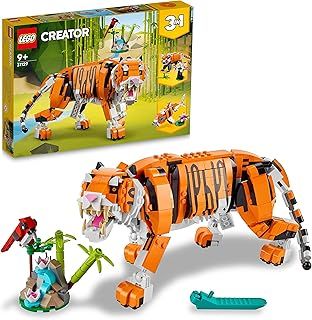 LEGO 31129 Creator 3 in 1 Majestic Tiger to Panda or Koi Fish Set, Animal Figures, Collectible Building Toy, Gifts for Kids, Boys & Girls 9 Plus Years Old