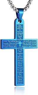 Stainless Steel Cross Necklace for Men Women Inspiring Lord's Prayer Cross Pendant Jewelry Gift