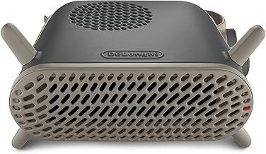 De'Longhi Capsule Fit HFS70B24.GY, Fan Heater, Quiet Heater with Functional Design, Vertical and Horizontal Positioning, Safety Thermostat, 3 Fan Settings, 2400W, Grey
