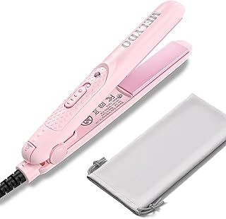 MELYDO Mini Hair Straightener for Short Hair, Small Travel Size Ceramic Straighteners, Quick and Easy Hair Styling, Dual Voltage and UK Plug, 1.8m/6ft Wire, Pink
