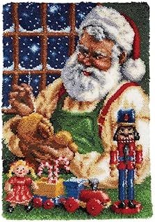 Latch Hook Kits for Kids and Adults, DIY Latch Hook Rug Kit, Cross Stitch Rug Making Kit, Carpet Making Crochet Kits Embroidery Kits Needlework Crafts for Home Decor, 50X38CM, Santa Claus