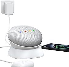 PlusAcc Stand for Google Nest Mini - Charging Dock with USB-C and USB-A Charging Ports for Charging Smartphones and Headphones. Not compatible with Google Home Mini (White)