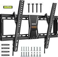 Perlegear TV Wall Bracket for Most 37–82 inch LCD LED 3D Plasma TVs up to 60kg, Slim Tilt TV Bracket for Flat or Curved TVs Max VESA 600x400mm, Large TV Wall Mount with Adjustable Pull Cords, PGLT5