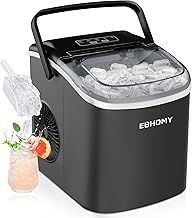 EUHOMY Ice Maker Machine Countertop Ice Cube Maker, Self-Cleaning Function,9 Cubes in 6 Mins,Portable Ice Cube Maker Machines with Ice Scoop & Basket for Home/Kitchen/Office/Bar, Black