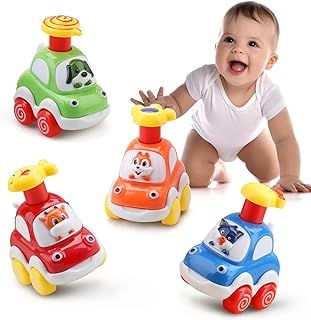 Toddler Toy Cars, Amy&Benton Car 1 year old，Baby Toy Car Assorted 4PCS Press & Go Toy Car Gifts for Baby Boys 1 2 Years Old