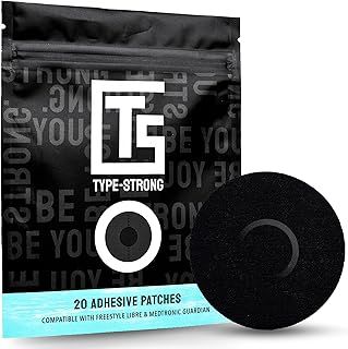 Adhesive Patches for Freestyle Libre 3 Sensor Covers, Libre 2, Dexcom G7, Medtronic Guardian. Pre-Cut for Sensitive Skin, Waterproof, Sweat-Resistant. 10-14 Days Protection. 20 Pack, Black