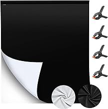 UTEBIT White&Black Backdrop, 1.5x1m 2-in-1 Double Sided Black/White Screen Background for Photography, Booth Pure Photo Backdrop Curtain for Photoshoot for Video Studio with 4 Spring Clamps