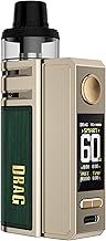 TVDC Voopoo Drag E60 PNP 2 Pod Kit - 60W Max Output, Built-in 2550mAh Battery, Smart/RBA/ECO Modes, Type-C Charging, 2ml Cartridge, No Nicotine (Golden)