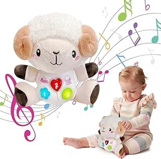 Plush Singing Sheep Baby Musical Toys, Soft Toys for Babies 0-12 Months with Lights, Songs and Nature Sounds, Montessori Toys Sensory Toys Baby Girl Boy Gift 0 6 9 12 Month