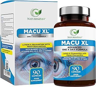 Macu XL - Lutein and Zeaxanthin Supplement - 6 Month Supply with Meso Zeaxanthin, Bilberry Extract, Vitamins A, B12 & Zinc, 180 Vegan Capsules - Eye Supplement for Vision Health – Eye Vitamins