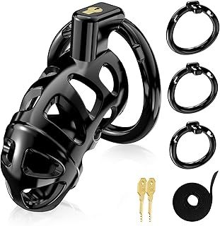 Gethorny Updated Cock Cage Male Sex Toys - Lightweight Penis Cages Male Chastity Devices with 3 Sizes Removable Cock Rings for Beginner Prevent Erection Invisible Lock and Key for Man Penis Exercise