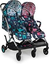 Cosatto Woosh Double Stroller – Lightweight Pushchair from Birth to 22KG, Twins or Siblings - One-Hand Fold, Compact, Independent Seats (Fairy Tale)