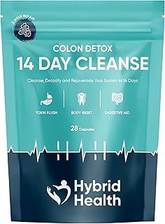 Hybrid Health Colon Cleanse Rapid 14 Day Detox Supplement for Men & Women | 28 High Strength Capsules | Eliminates Toxins, Promotes Gut Health, Supports Weight Loss, Relieves Constipation And Bloating